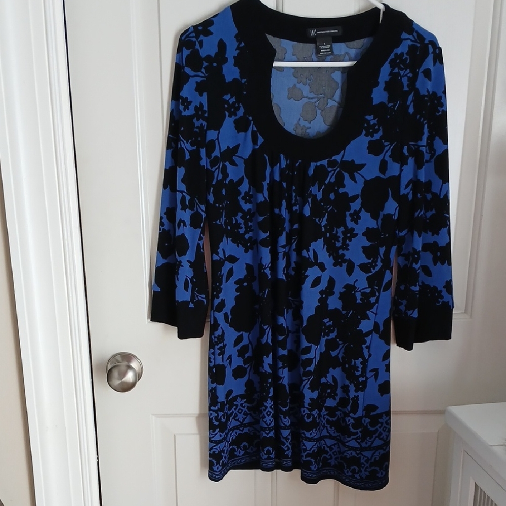 INC International Concepts Black and Blue Floral Top